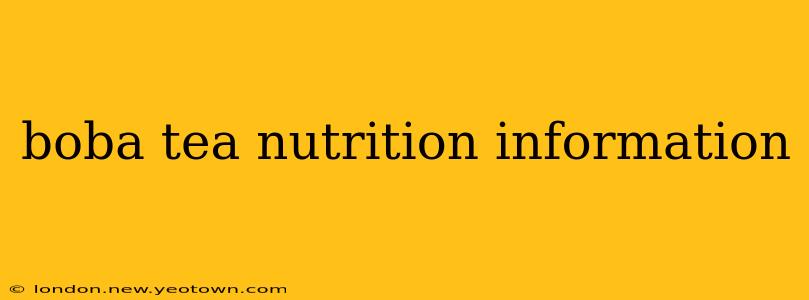 boba tea nutrition information