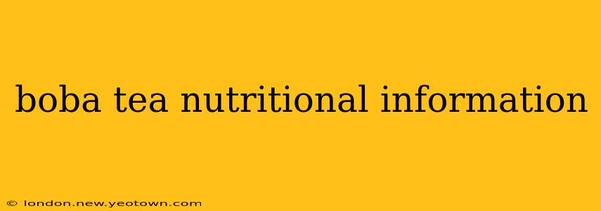 boba tea nutritional information