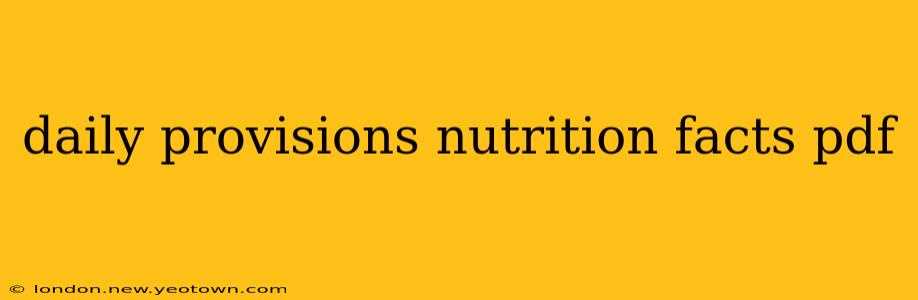 daily provisions nutrition facts pdf