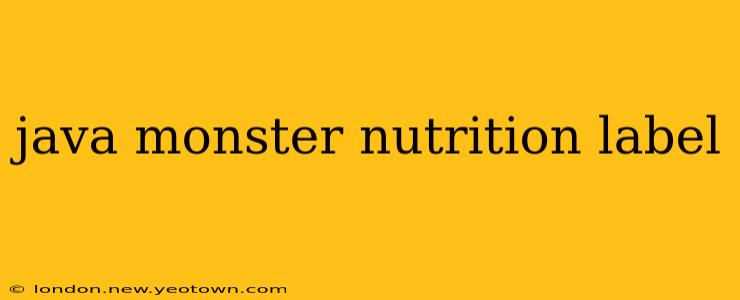 java monster nutrition label