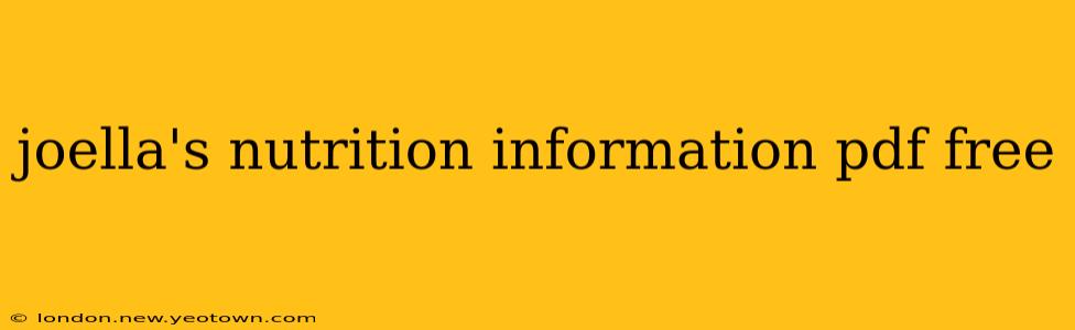 joella's nutrition information pdf free
