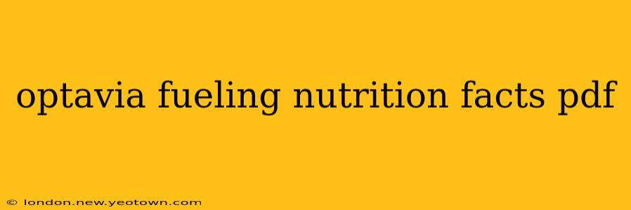 optavia fueling nutrition facts pdf