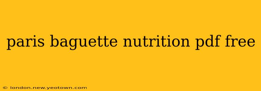 paris baguette nutrition pdf free