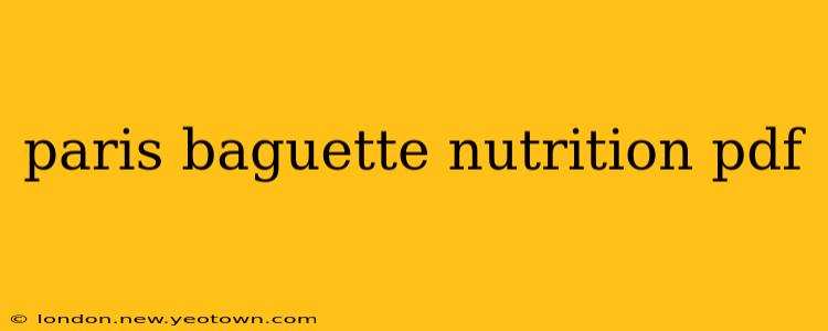 paris baguette nutrition pdf