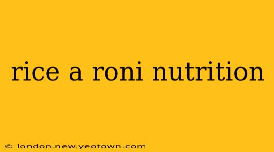 rice a roni nutrition