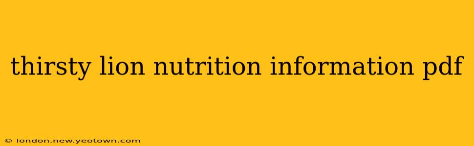 thirsty lion nutrition information pdf