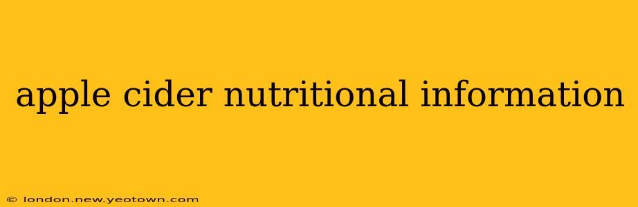 apple cider nutritional information