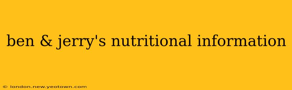 ben & jerry's nutritional information