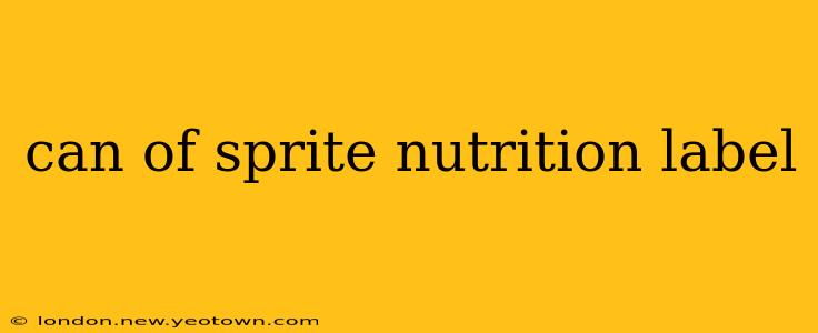 can of sprite nutrition label