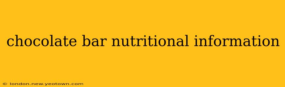 chocolate bar nutritional information