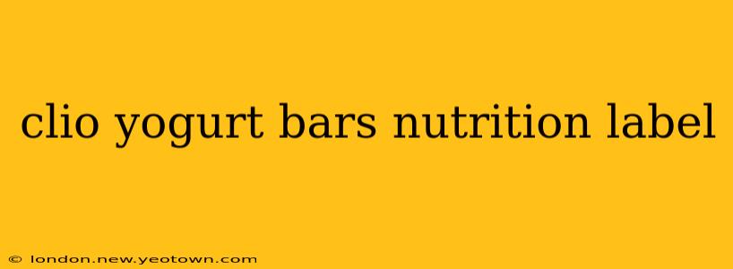 clio yogurt bars nutrition label