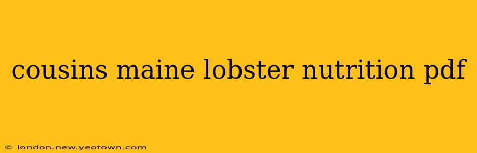 cousins maine lobster nutrition pdf
