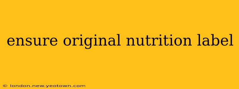 ensure original nutrition label