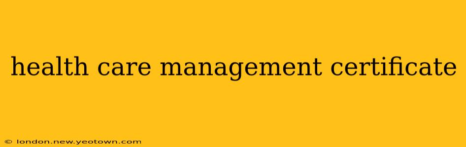 health care management certificate