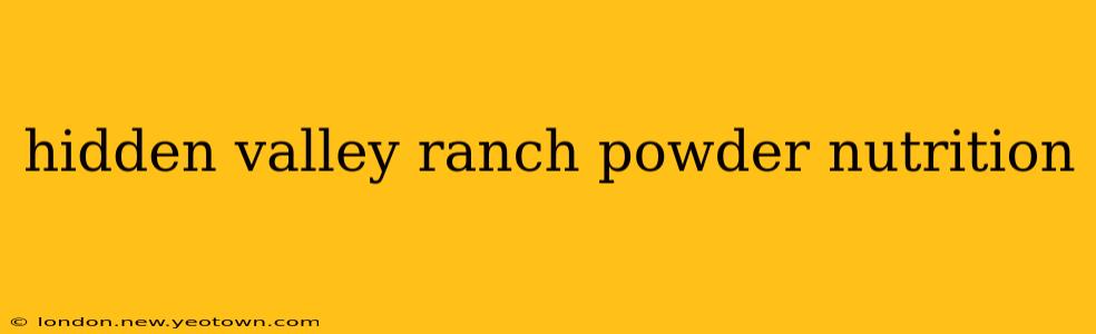 hidden valley ranch powder nutrition