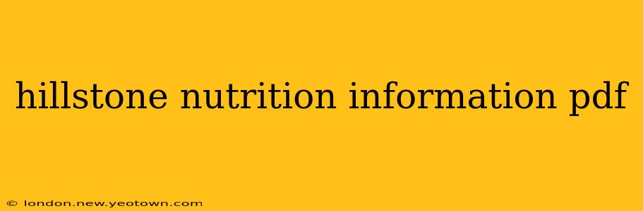 hillstone nutrition information pdf