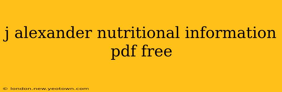 j alexander nutritional information pdf free
