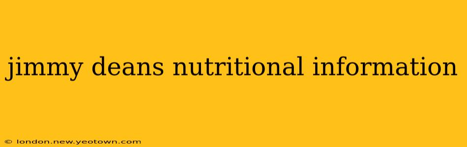 jimmy deans nutritional information