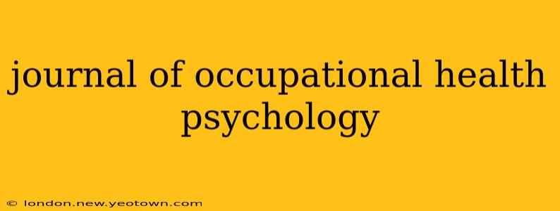 journal of occupational health psychology