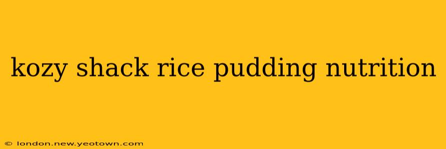 kozy shack rice pudding nutrition