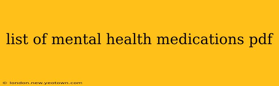 list of mental health medications pdf