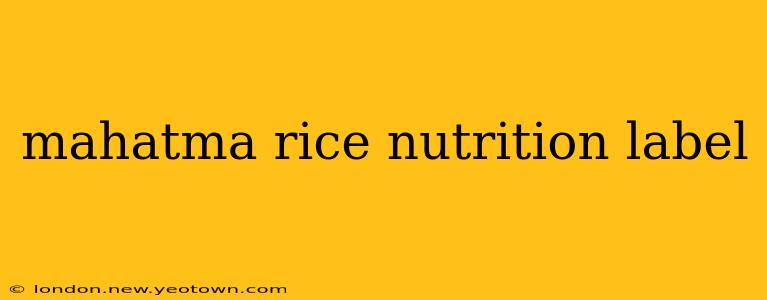 mahatma rice nutrition label
