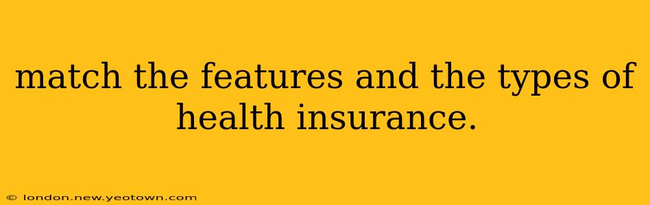 match the features and the types of health insurance.