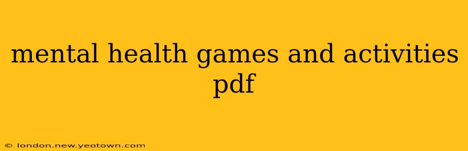 mental health games and activities pdf
