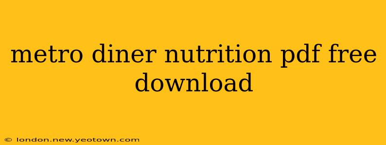 metro diner nutrition pdf free download