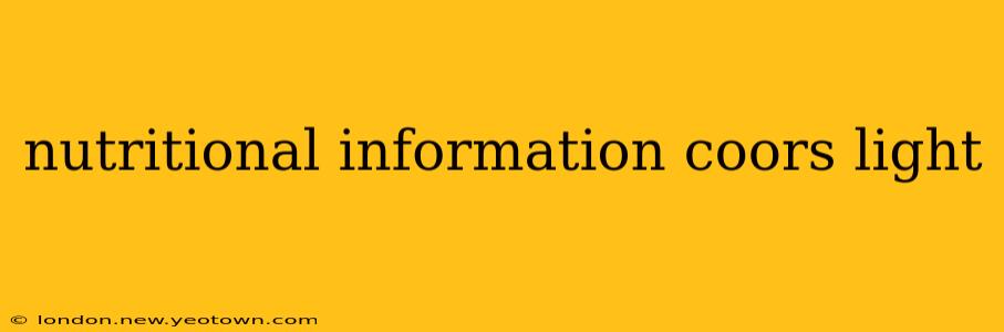 nutritional information coors light