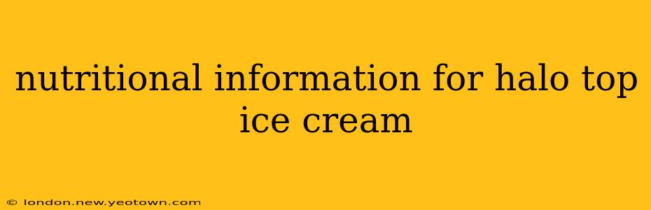 nutritional information for halo top ice cream