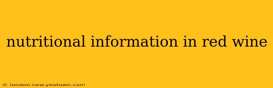 nutritional information in red wine