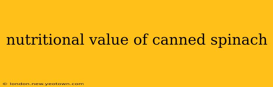 nutritional value of canned spinach