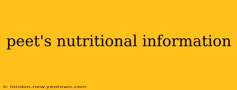 peet's nutritional information