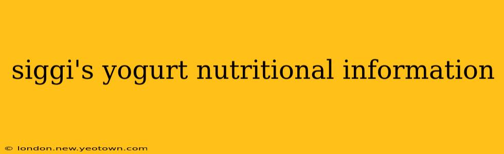siggi's yogurt nutritional information