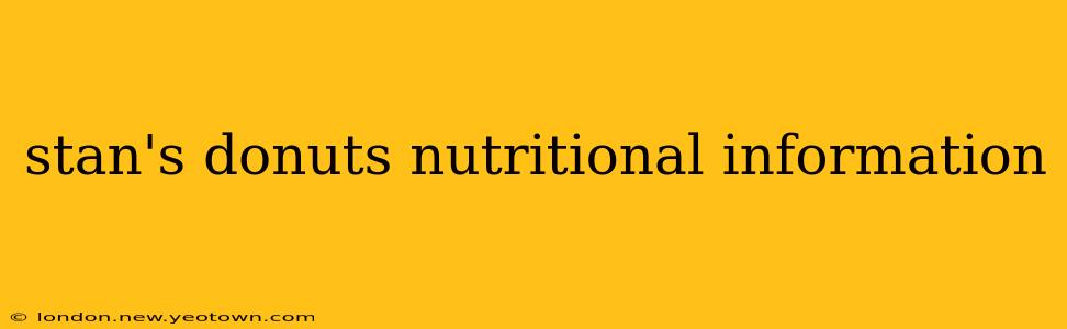 stan's donuts nutritional information