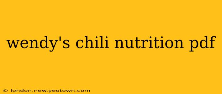 wendy's chili nutrition pdf